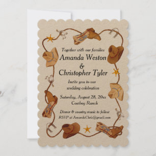 Cowboy scalloped wedding invitations