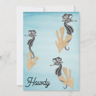 Cowboy Seahorse Pool Party Invitation