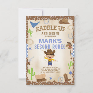Cowboy second rodeo boy birthday invitation. invitation