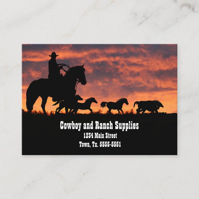 Cowboy Services or Ranch Horse Tack Fencing Business Card (Front)