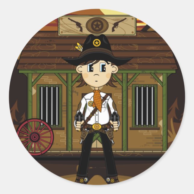 Cowboy Sheriff at Jail Sticker (Front)