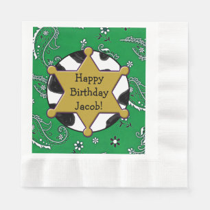 Cowboy Sheriff Badge Birthday Napkins