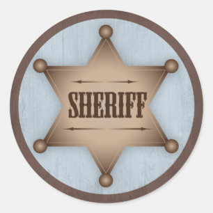 Cowboy Sheriff Badge Western Baby Shower Classic Round Sticker
