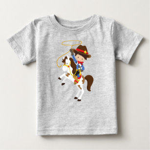 Cowboy, Sheriff, Horse, Lasso, Western, Brown Hair Baby T-Shirt