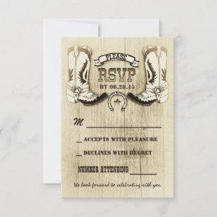 cowboy shoes western wedding RSVP cards