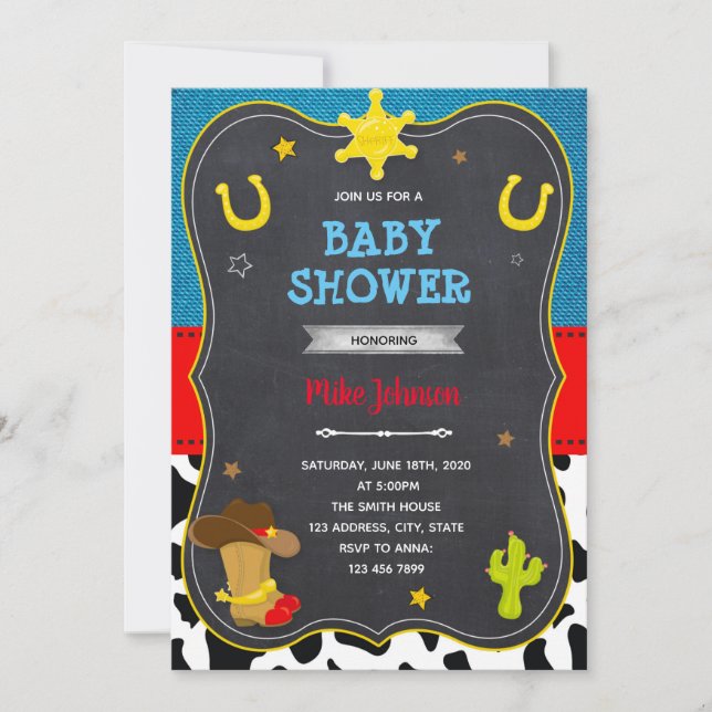 Cowboy shower birthday  invitation (Front)