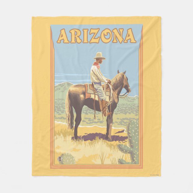 Cowboy (Side View)Arizona Fleece Blanket (Front)
