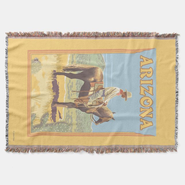 Cowboy (Side View)Arizona Throw Blanket (Front)