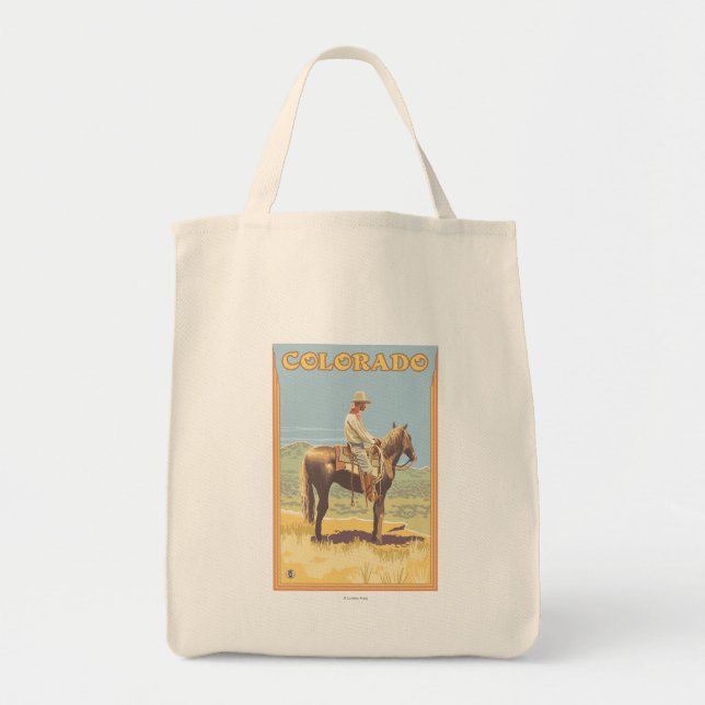 Cowboy (Side View)Colorado Tote Bag (Front)