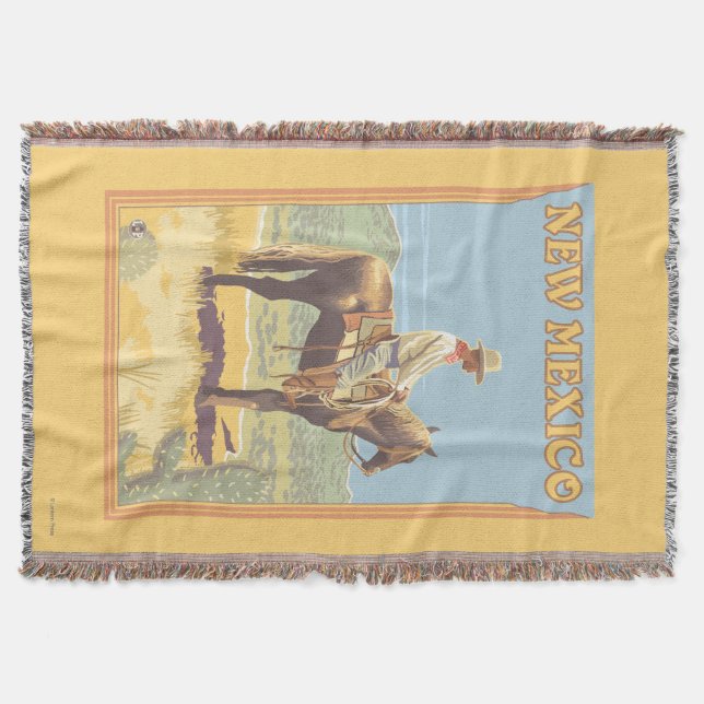 Cowboy (Side View)New Mexico Throw Blanket (Front)