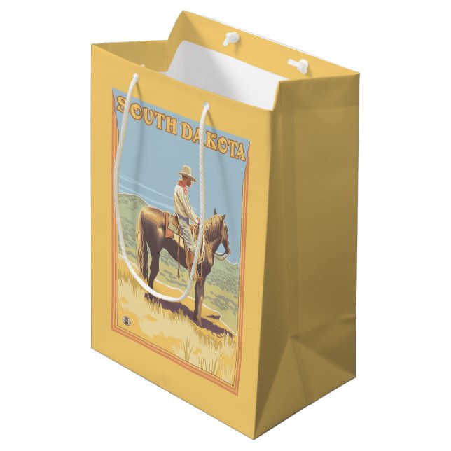 Cowboy (Side View)South Dakota Medium Gift Bag (Front Angled)