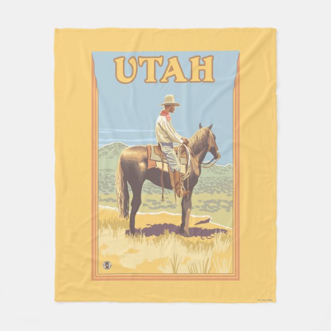 Cowboy (Side View)Utah Fleece Blanket (Front)