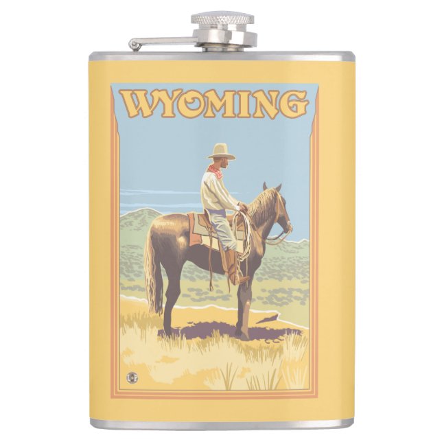 Cowboy (Side View)Wyoming Hip Flask (Front)