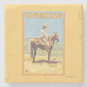 Cowboy (Side View)Wyoming Stone Coaster