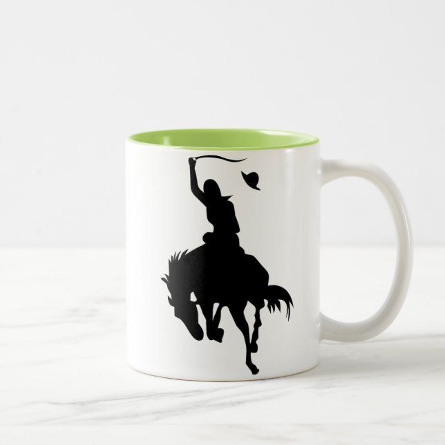 Cowboy Silhouette; Glowing Two-Tone Coffee Mug (Right)