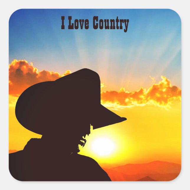 Cowboy Silhouette Square Sticker (Front)
