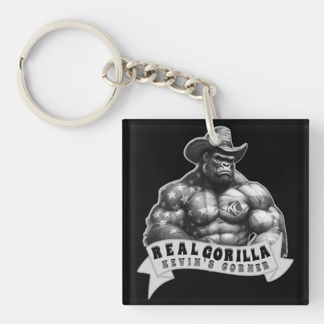 Cowboy Silverback Kevin's Corner REAL GORILLA Key Ring (Front)