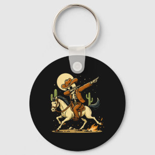 Cowboy Skeleton Dabbing Shirt Key Ring