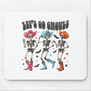 Cowboy Skeleton Halloween Lets Go Ghouls Spooky Se Mouse Mat