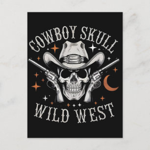 Cowboy Skeleton Rides Through Moonlit Desert Holiday Postcard