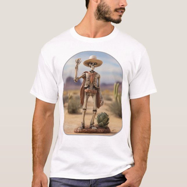 Cowboy Skeleton Rock On Western Vibes T-Shirt (Front)