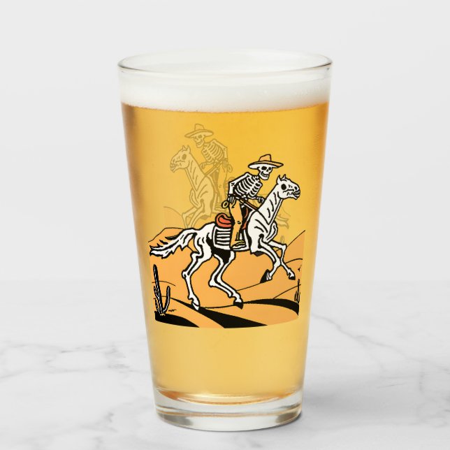 Cowboy Skeleton Western Skeleton Glass (Front Filled)
