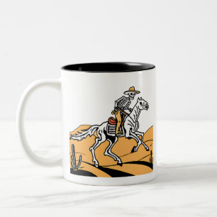 Cowboy Skeleton Western Skeleton Short Sleeve Two-Tone Coffee Mug