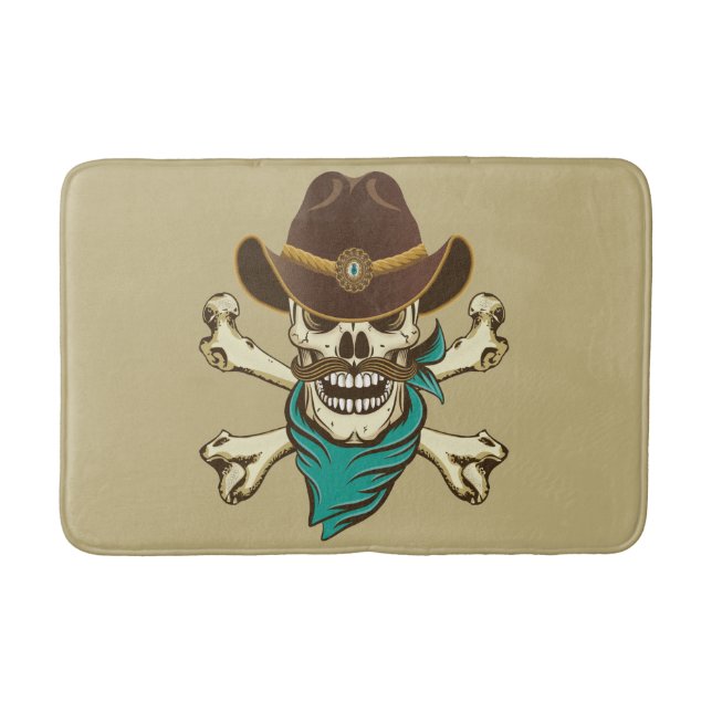 Cowboy Skull and Crossbones Bath Mat (Front)
