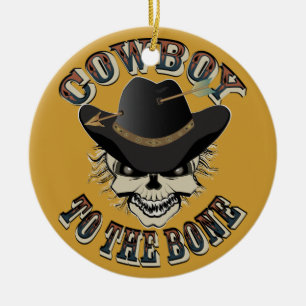 Cowboy Skull Ceramic Tree Decoration