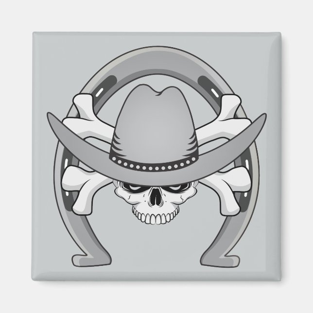 Cowboy Skull Horseshoe Magnet (Front)
