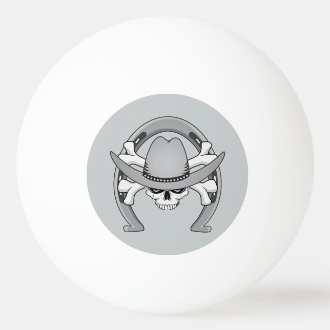 Cowboy Skull Horseshoe Ping Pong Ball (Front)