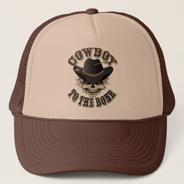 Cowboy Skull Trucker Hat (Front)