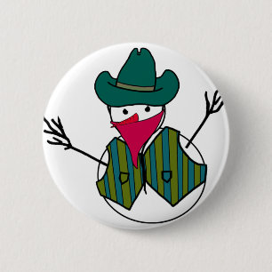 Cowboy Snowman Bandit 6 Cm Round Badge