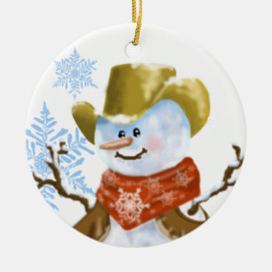 Cowboy Snowman Christmas Ornament