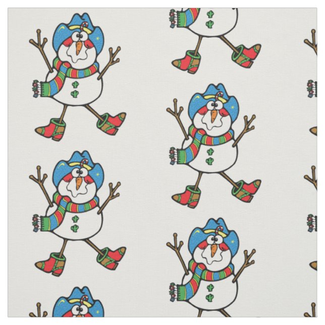 Cowboy Snowman Holiday Fabric (Swatch)