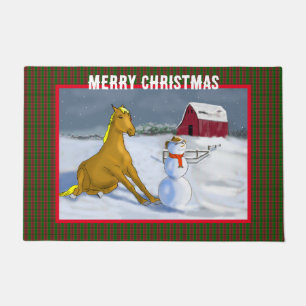 Cowboy Snowman & Horse Doormat