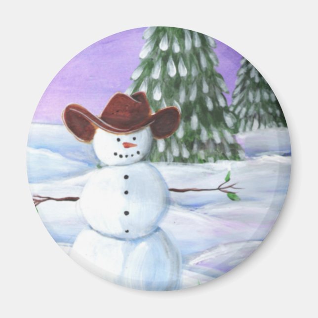 Cowboy Snowman Magnet (Front)
