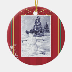 Cowboy Snowman Mosiac Ornament