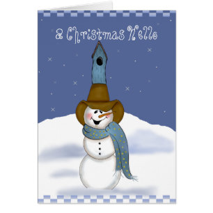 Cowboy Snowman with Birdhouse