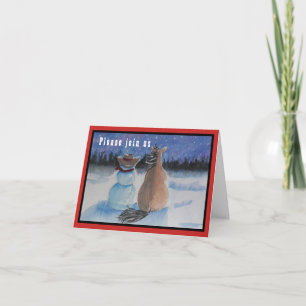 Cowboy Snowman with Horse Christmas Holiday Card