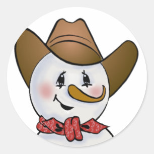 Cowboy Snowman with Red Bandanna Classic Round Sticker