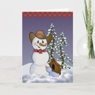 Cowboy Snowman with Red Bandanna Holiday Card