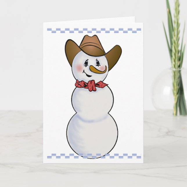 Cowboy Snowman with Red Bandanna Holiday Card (Front)