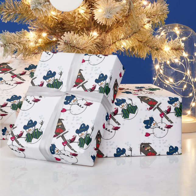 Cowboy Snowmen Christmas Wrapping Paper (Holidays)