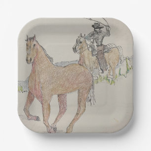 Cowboy Square Party Plates