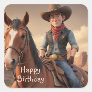 Cowboy Square Sticker