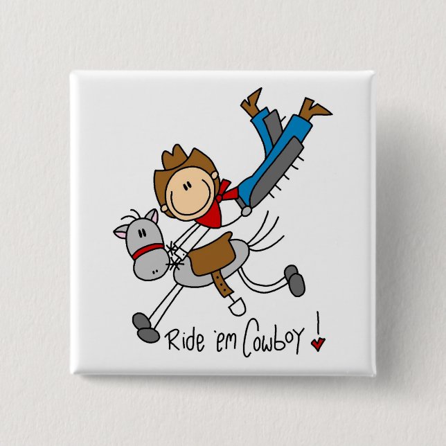 Cowboy Stick Figure Tshirts and Gifts 15 Cm Square Badge (Front)