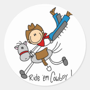Cowboy Stick Figure Tshirts and Gifts Classic Round Sticker