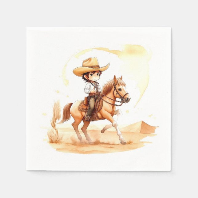 Cowboy-Style Rustic Boy Baby Shower Napkin (Front)