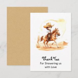 Cowboy-Style Rustic Boy Baby Shower Thank You Card